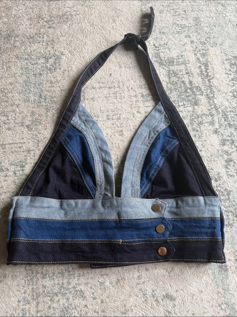 Fashion Nova Denim Party Halter Crop Top, Size XL